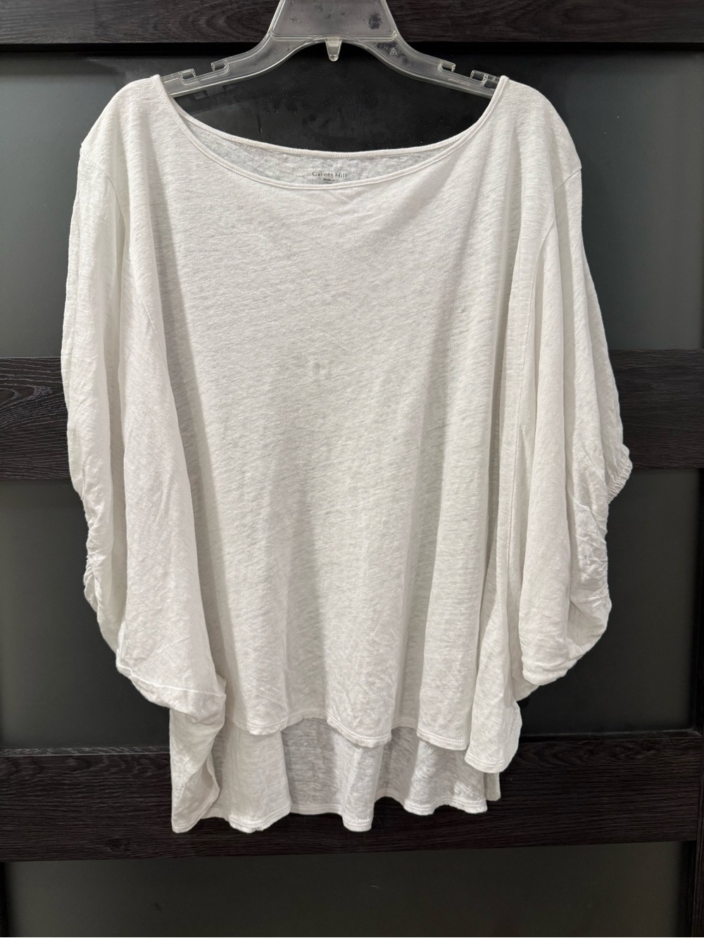 Garnet Hill organic linen balloon sleeve top XL
